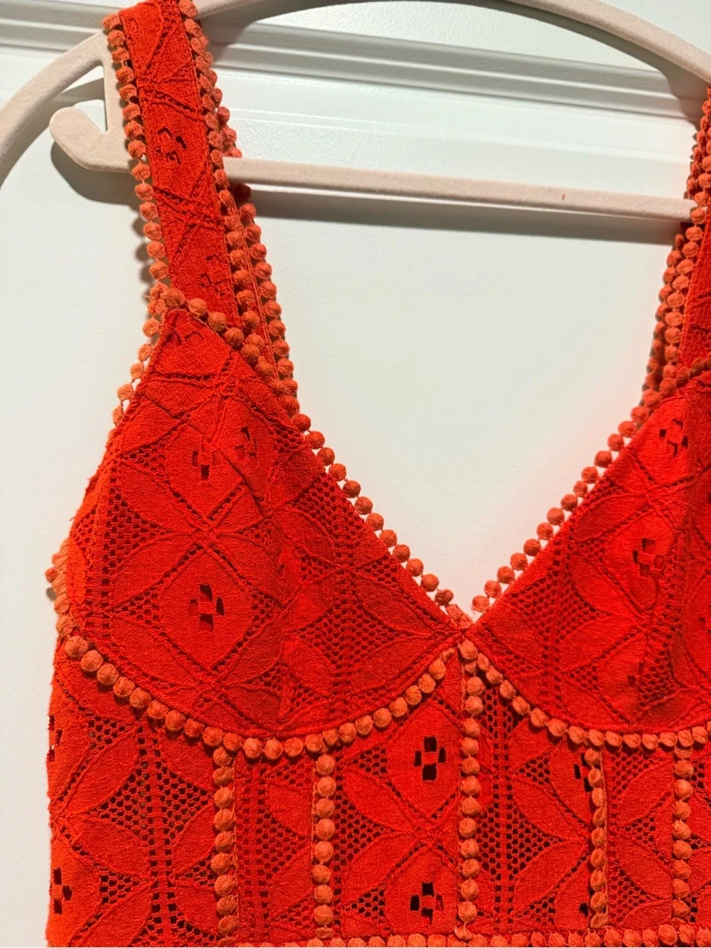 Angel Biba Coral-Red Lace Tank Dress medium
